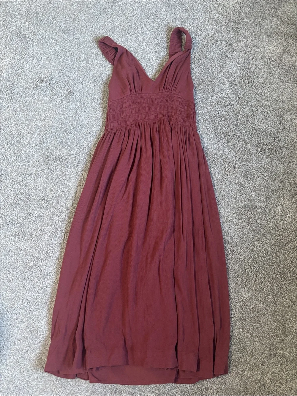 Abercrombie & Fitch Mauve Sleeveless V-Neck Smocked Waist Maxi Dress